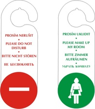 Visačka papírová hotelové Uklidit / Nerušit, háček , uni, bílá