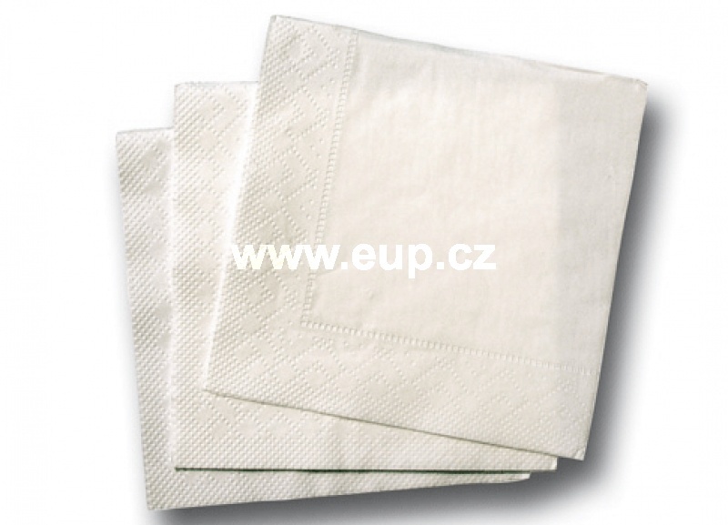 Ubrousky hotelové dvouvrstvé 33x33 cm, bílé 1/4 skládání
