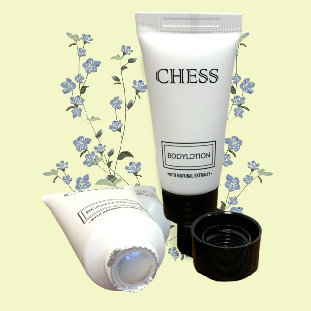 Hotelová kosmetika v tubičkách CHESS a TWENTY FOUR 20 ml - šampon na vlasy a tělo a tělové mléko